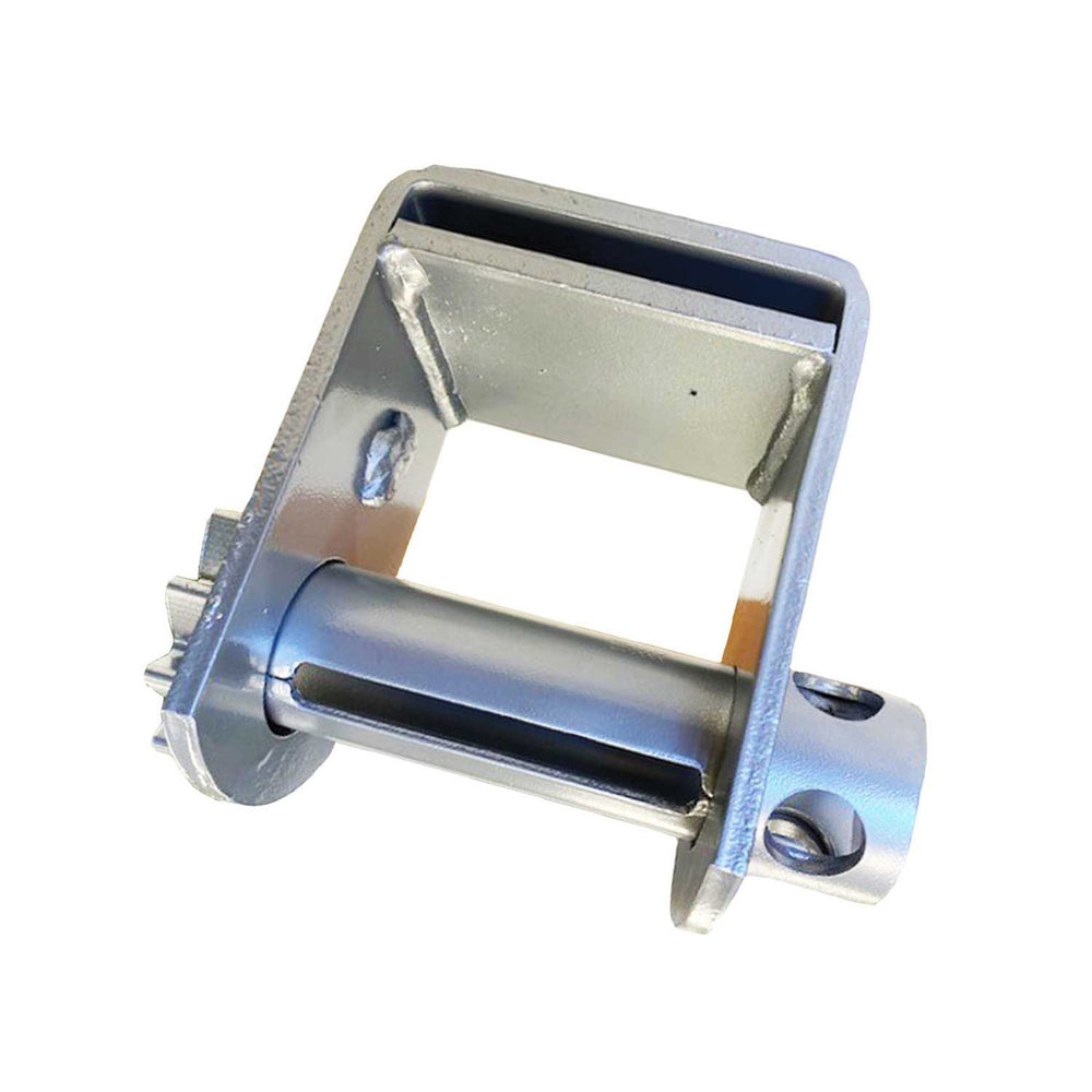 Kinedyne Storable Silver Powder Coated Sliding Double L Winch showing storable webbing and powder coated housing