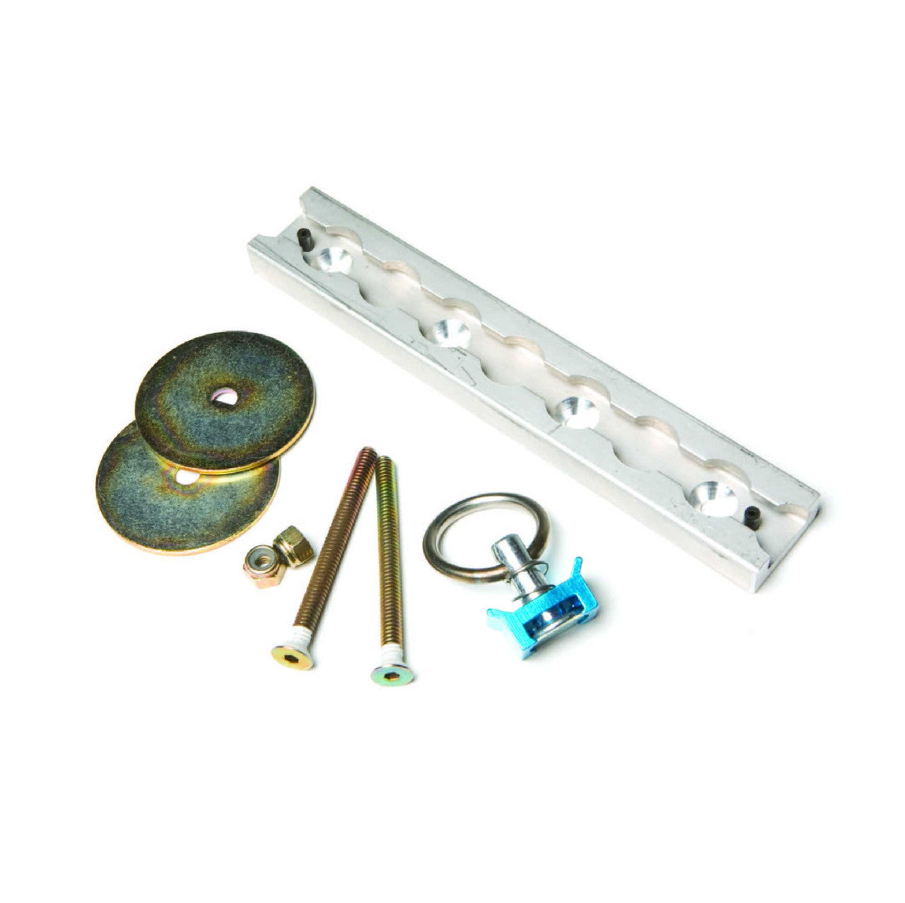 Kinedyne Surface Mount L Track Kit by Kinedyne showing L track and stud fitting for trailer floor or wall tie-downs