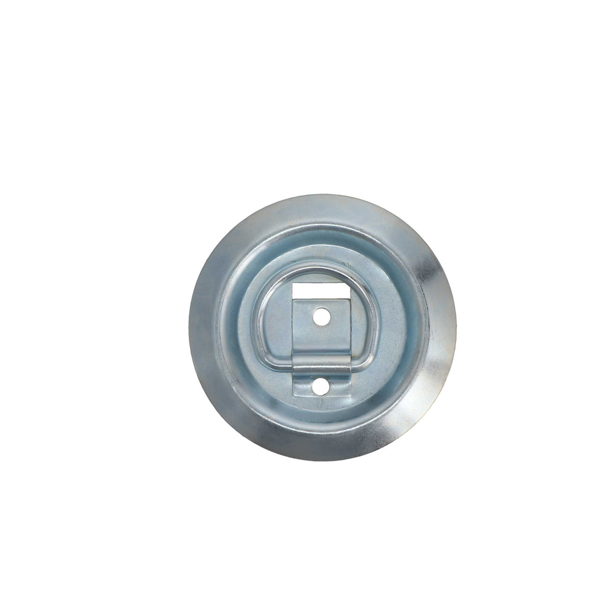 Kinedyne Surface Mounted D-Ring Pan Fitting by Kinedyne, flush-mounted heat-treated carbon steel pan fitting with zinc plated D-ring for cargo securement