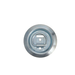 Kinedyne Surface Mounted D-Ring Pan Fitting by Kinedyne, flush-mounted heat-treated carbon steel pan fitting with zinc plated D-ring for cargo securement