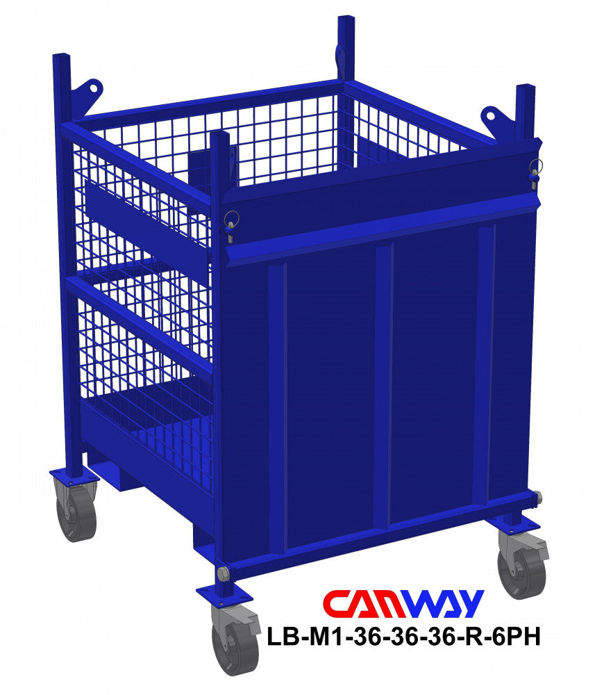 Certified Lift Basket Mesh 1000 LBS. CAP. c/w Ramp and 6PH-TLB Casters