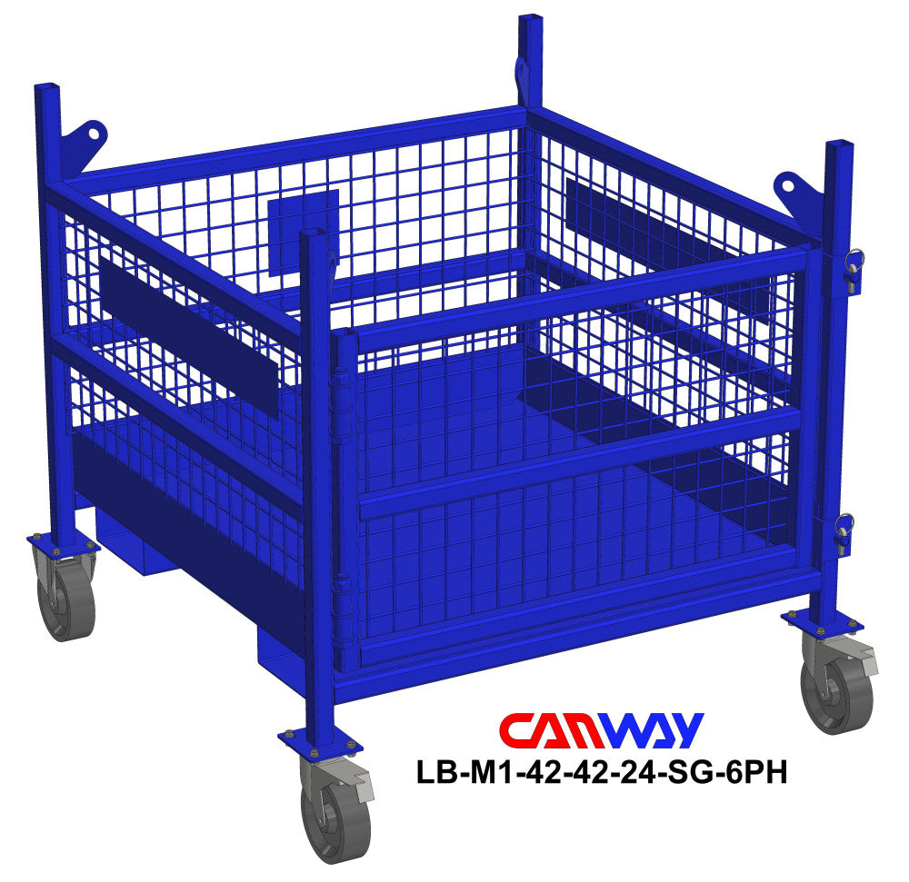 Certified Lift Basket Mesh 1000 LBS. CAP. c/w Single Gate and 6PH-TLB Casters