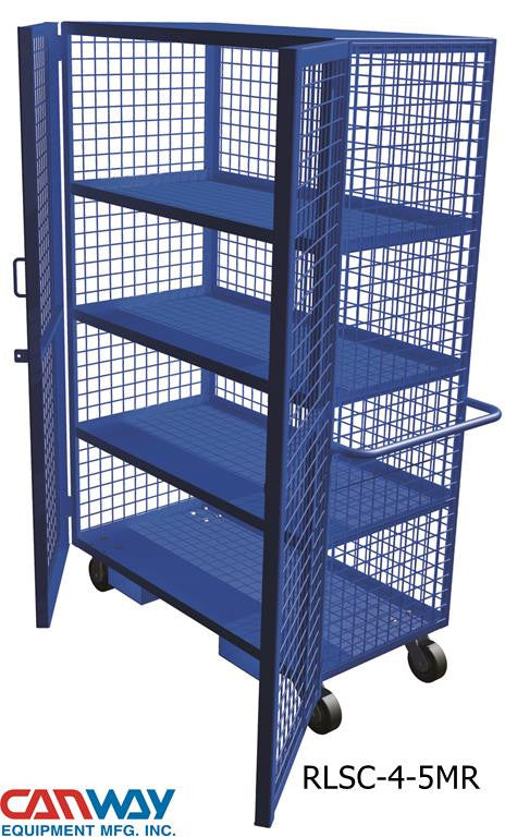 Rolling Lock-up Security Cart, Four Shelf
