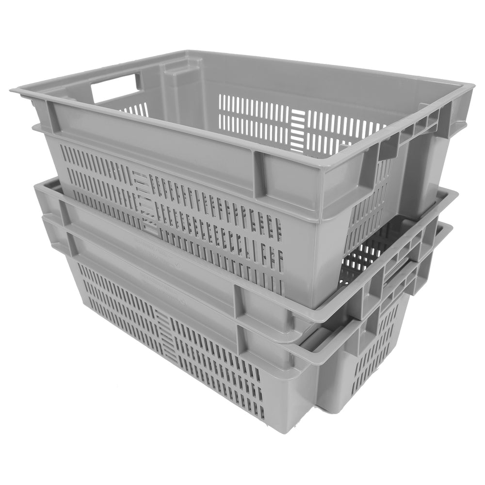 Grey Vented Stack and Nest Container by FarrellPack