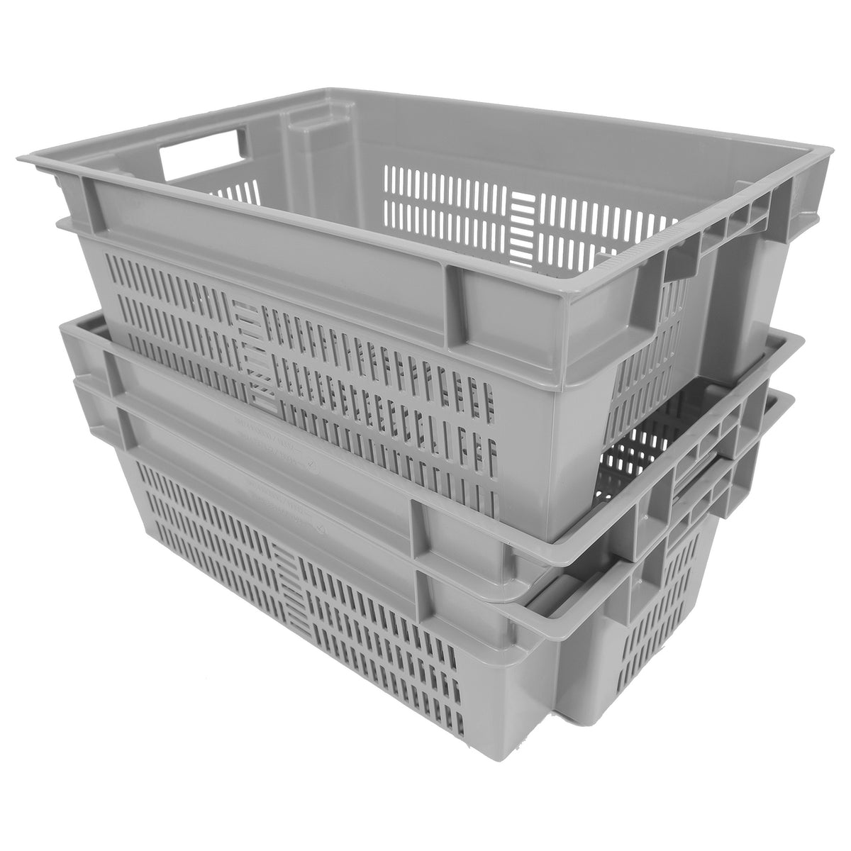 Grey Vented Stack and Nest Container 24" x 16" x 8" - SN2416082221000