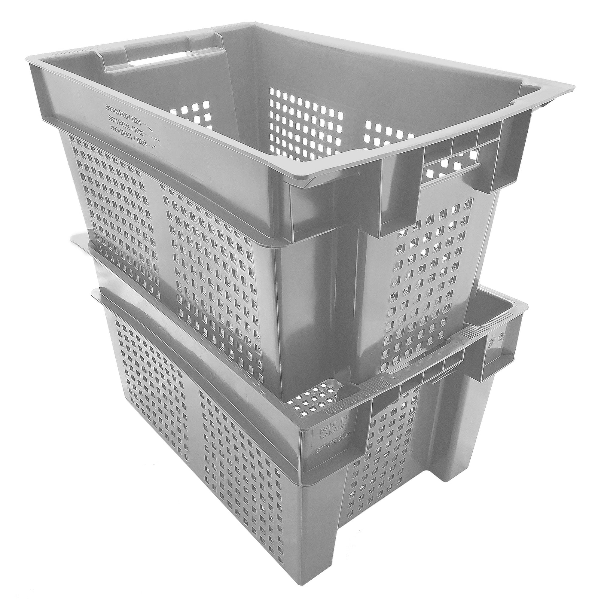 Grey Vented Stack and Nest Container by FarrellPack
