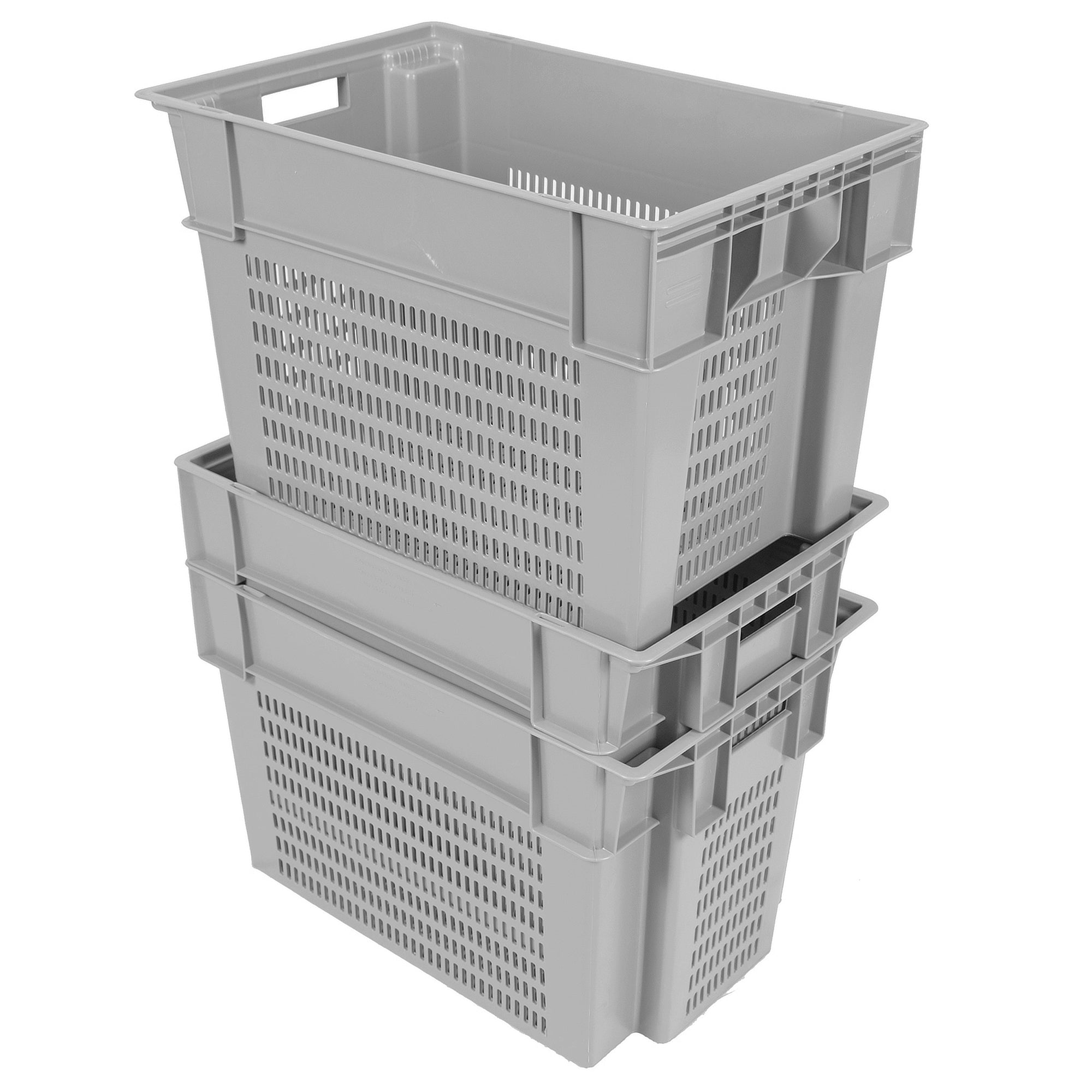 Grey Vented Stack and Nest Container 24"x16"x16" - SN2416162221000