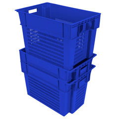Blue Vented Stack and Nest Container 24"x16"x16" by FarrellPack
