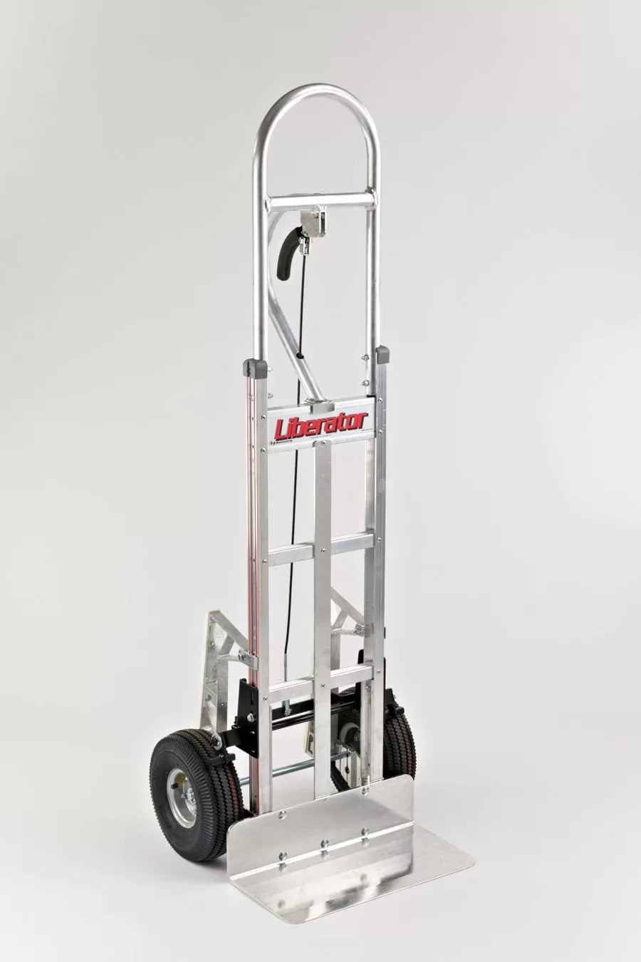 Straight Loop Vertical Grip Hand Truck with Tread Brake System and Pneumatic Wheels