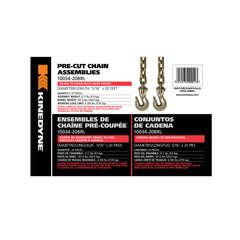 Kinedyne 5/16" by 20' Grade 70 Grab Hook Chain Assembly product from Kinedyne, showing chain and clevis grab hooks for cargo securement