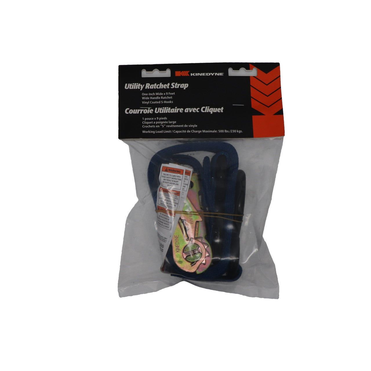 Kinedyne 1" by 9' Heavy-Duty S Hook Ratchet Utility Strap by Kinedyne, vinyl-coated S hook and ratchet, 1" x 9' strap