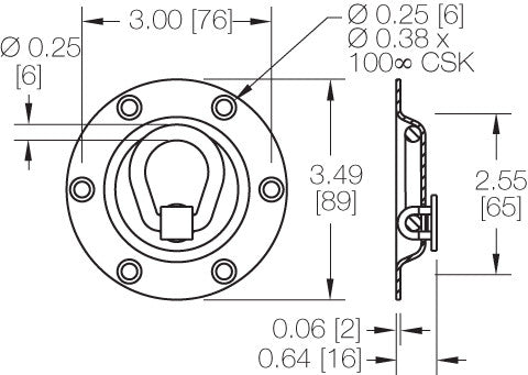 Kinedyne Recess Mounted D-Ring Pan Fitting by Kinedyne, recessed flush tie-down anchor for trailers, warehouses and industrial use