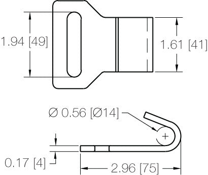 Kinedyne 2" Flat Hook - 34038-4 heat-treated carbon steel tie-down end fitting for 2" webbing