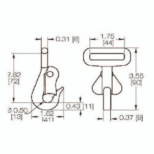 Kinedyne 1 3/4" Forged Snap Hook w/ PIA Number PS22042-1 showing forged zinc-plated carbon steel construction by Kinedyne
