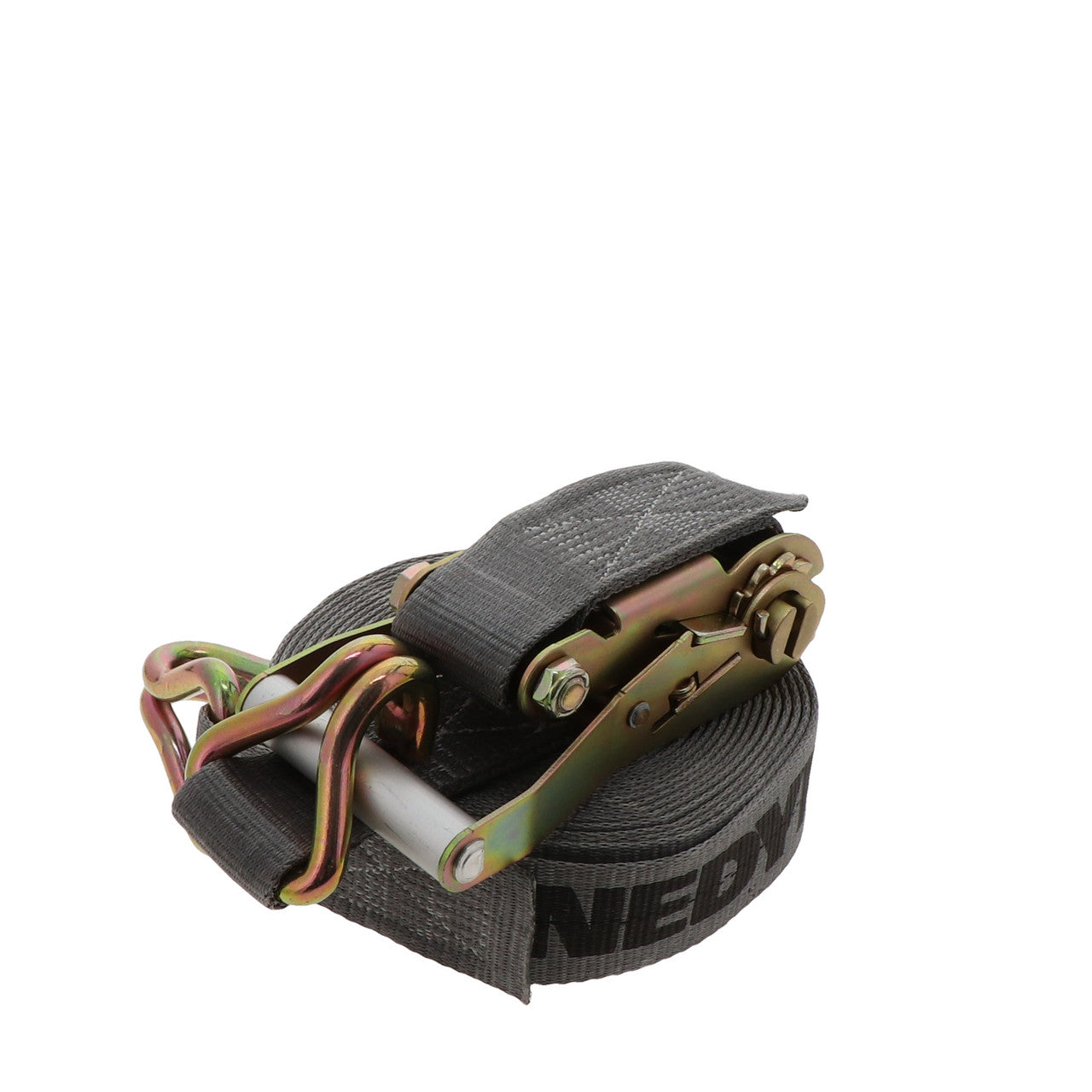 Kinedyne 2" by 30' Rhino MAX Heavy-Duty Wire Hook Ratchet Strap product image showing strap, webbing, hooks and ratchet