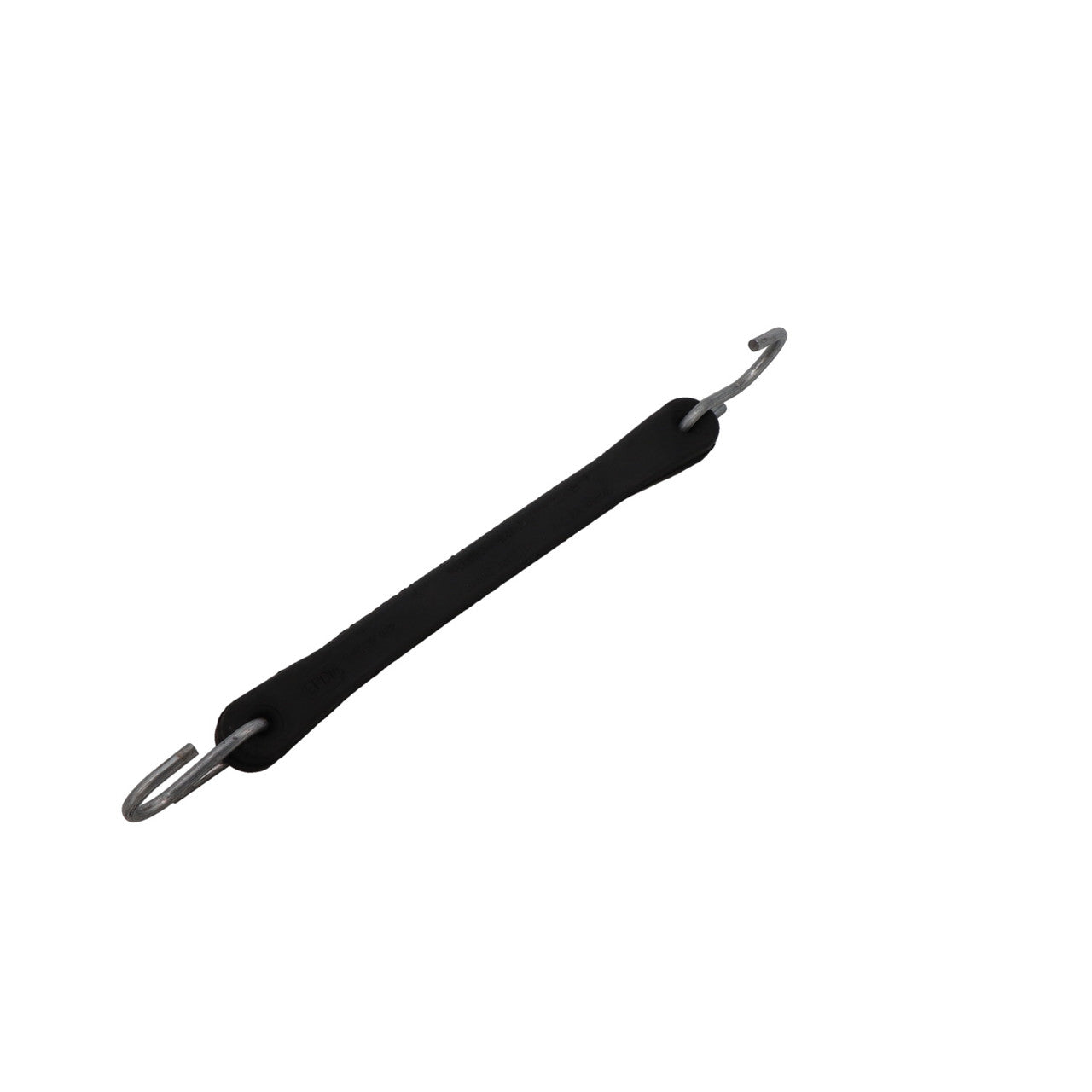 Kinedyne 9" EPDM Rubber Tarp Tie by Kinedyne shown with tempered steel S-hooks for heat and UV-resistant cargo tarping