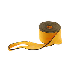 Kinedyne 4 inch by 30 foot Sewn Loop Winch Strap showing gold with black edge polyester webbing and sewn loop end fitting