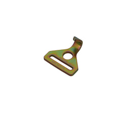 Kinedyne 2" Plate Trailer Hook showing heat-treated zinc-plated carbon steel construction and webbing slot for 2-inch straps