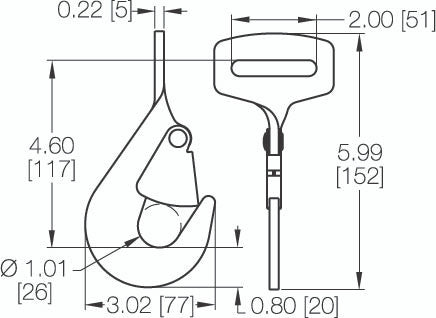 Kinedyne 2" Twisted Snap Hook by Kinedyne, zinc-plated heat-treated carbon steel tie-down snap hook for 2-inch webbing