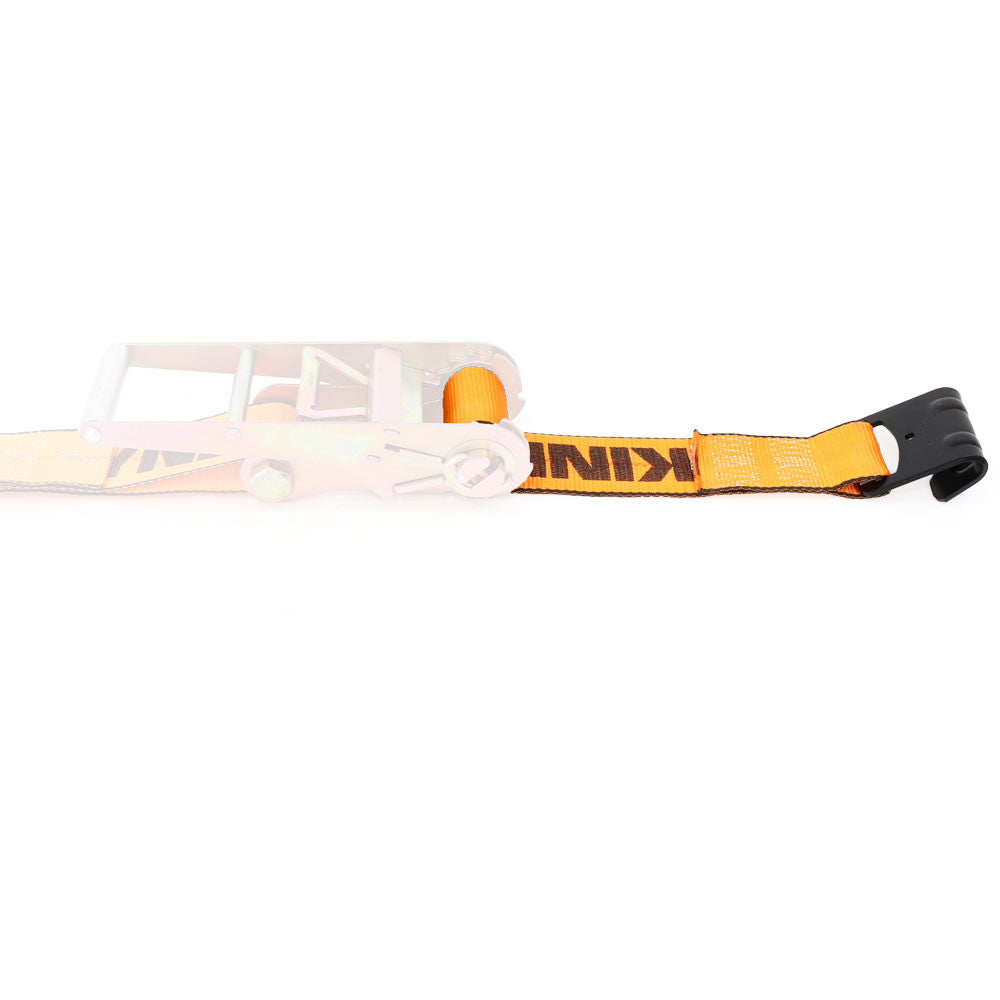 Kinedyne 3" by 28' Flat Hook Ratchet Strap Replacement Adjustable End showing 3-inch webbing and Kinedyne 1021 flat hook
