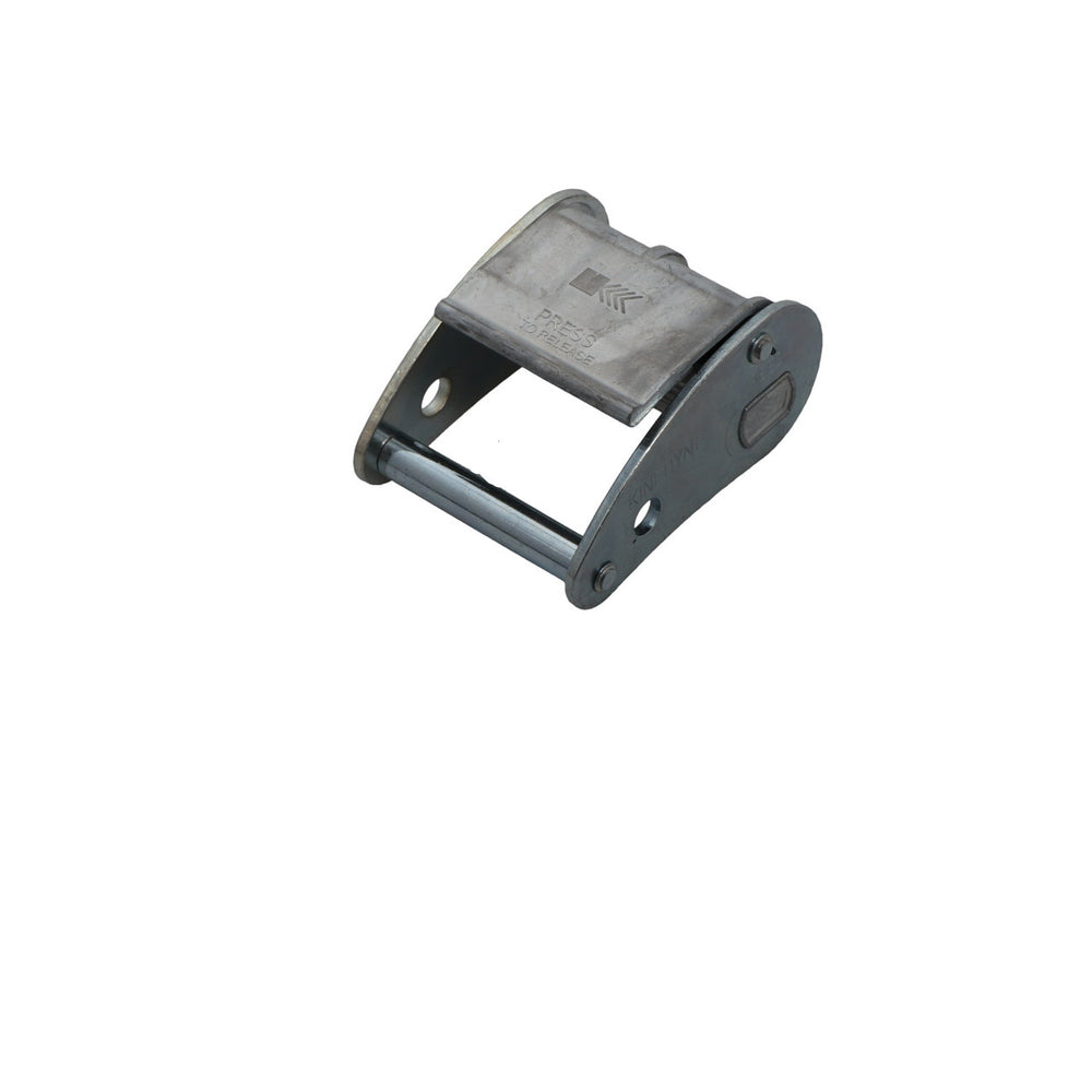 Kinedyne 2" Cam Buckle by Kinedyne showing diecast zinc alloy cam and webbing interface for industrial tie-down use