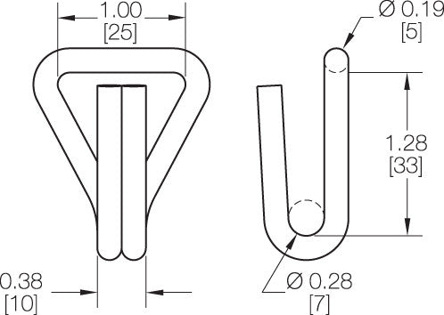 Kinedyne 1" Narrow Wire Hook by Kinedyne, narrow 1-inch wire hook end fitting for tie-down webbing, industrial use