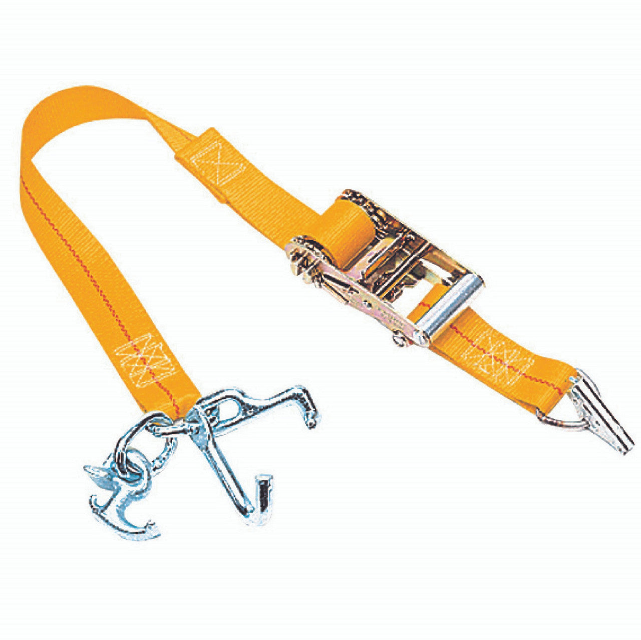 Kinedyne Auto Universal Cluster Hook Ratchet Tie-Down with universal R, T, J hooks and 2084F webbing by Kinedyne