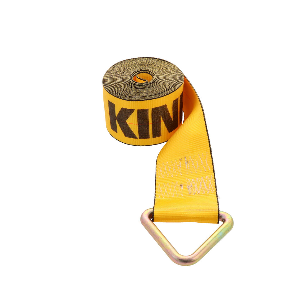 Kinedyne 4" by 30' Delta Ring Winch Strap by Kinedyne, heavy-duty 4-inch polyester tie-down strap for industrial cargo securement