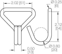 Kinedyne 2" Narrow Wire Hook - 1005 by Kinedyne, zinc plated heat-treated carbon steel, 2-inch webbing