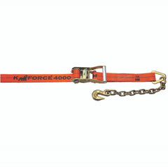 Kinedyne 2" by 30' K-FORCE Chain Anchor Ratchet Strap by Kinedyne showing webbing, ratchet, and chain anchor fittings
