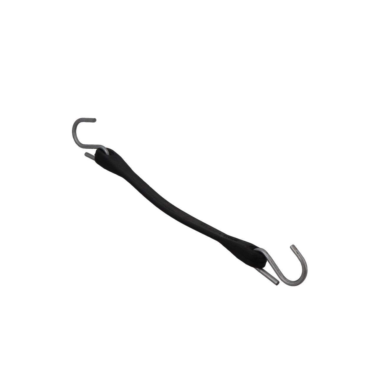 Kinedyne 9" EPDM Rubber Tarp Tie by Kinedyne shown with tempered steel S-hooks for heat and UV-resistant cargo tarping