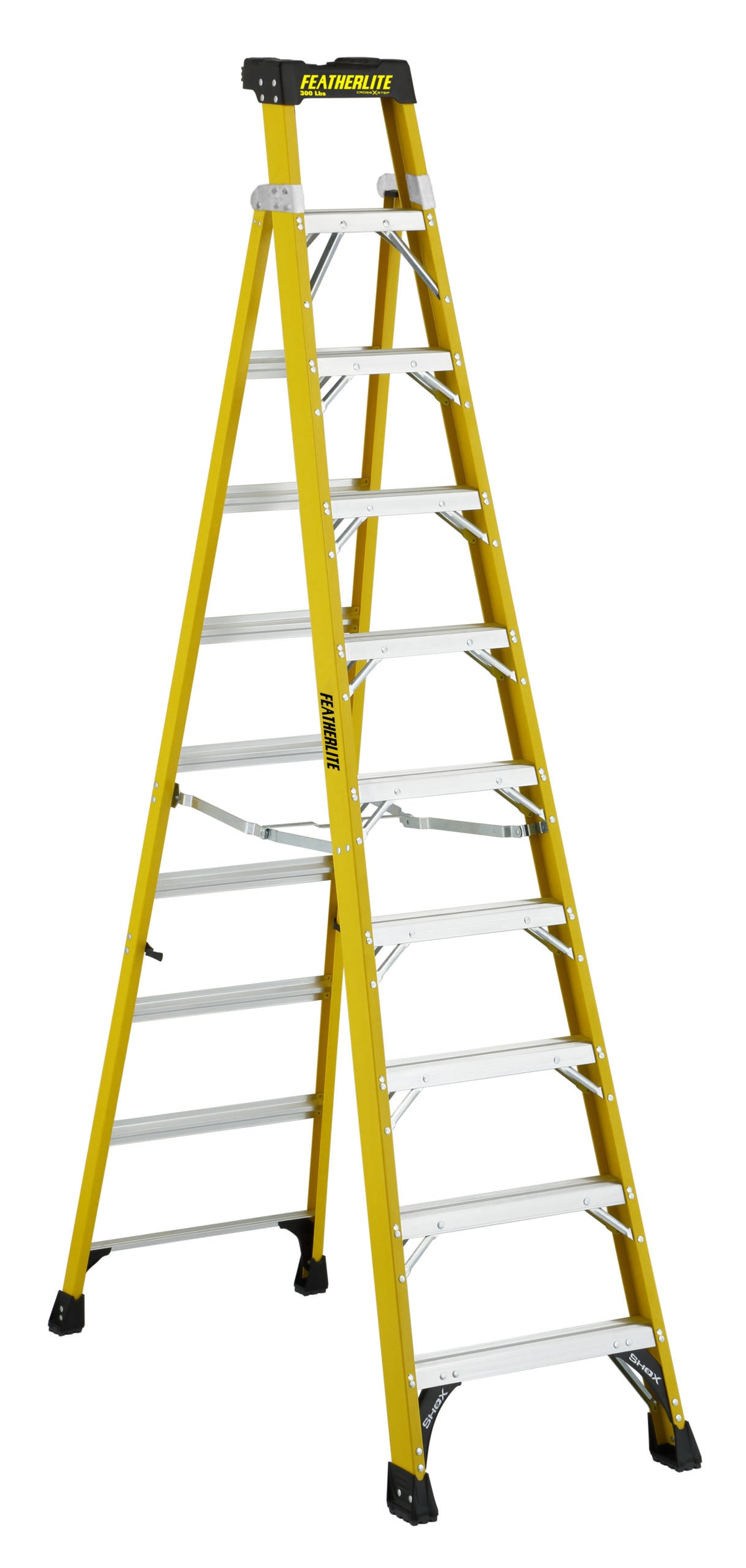 FEATHERLITE FXS6910 10′ EXTRA-HEAVY DUTY FIBERGLASS CROSS STEP LADDER