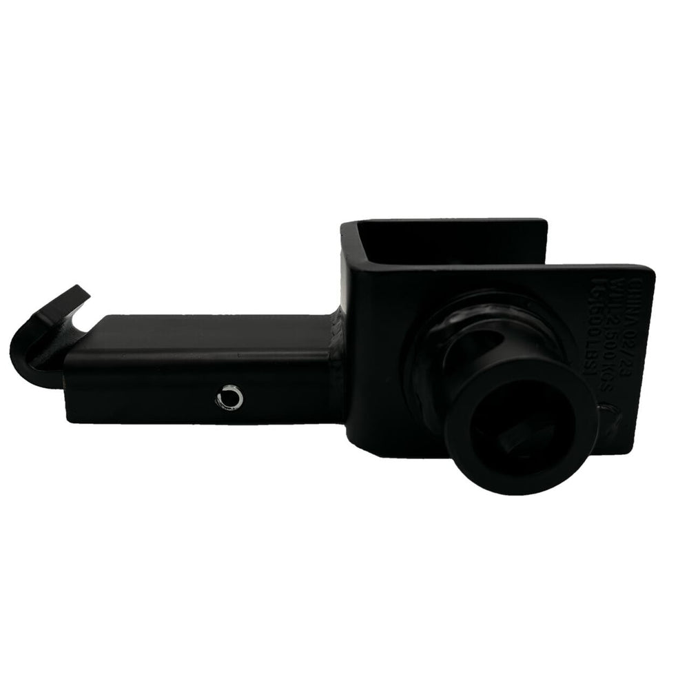 Inward Offset Stake Pocket Winch showing stake pocket mount and spring load hook for Kinedyne, used for flatbed trailer cargo securement