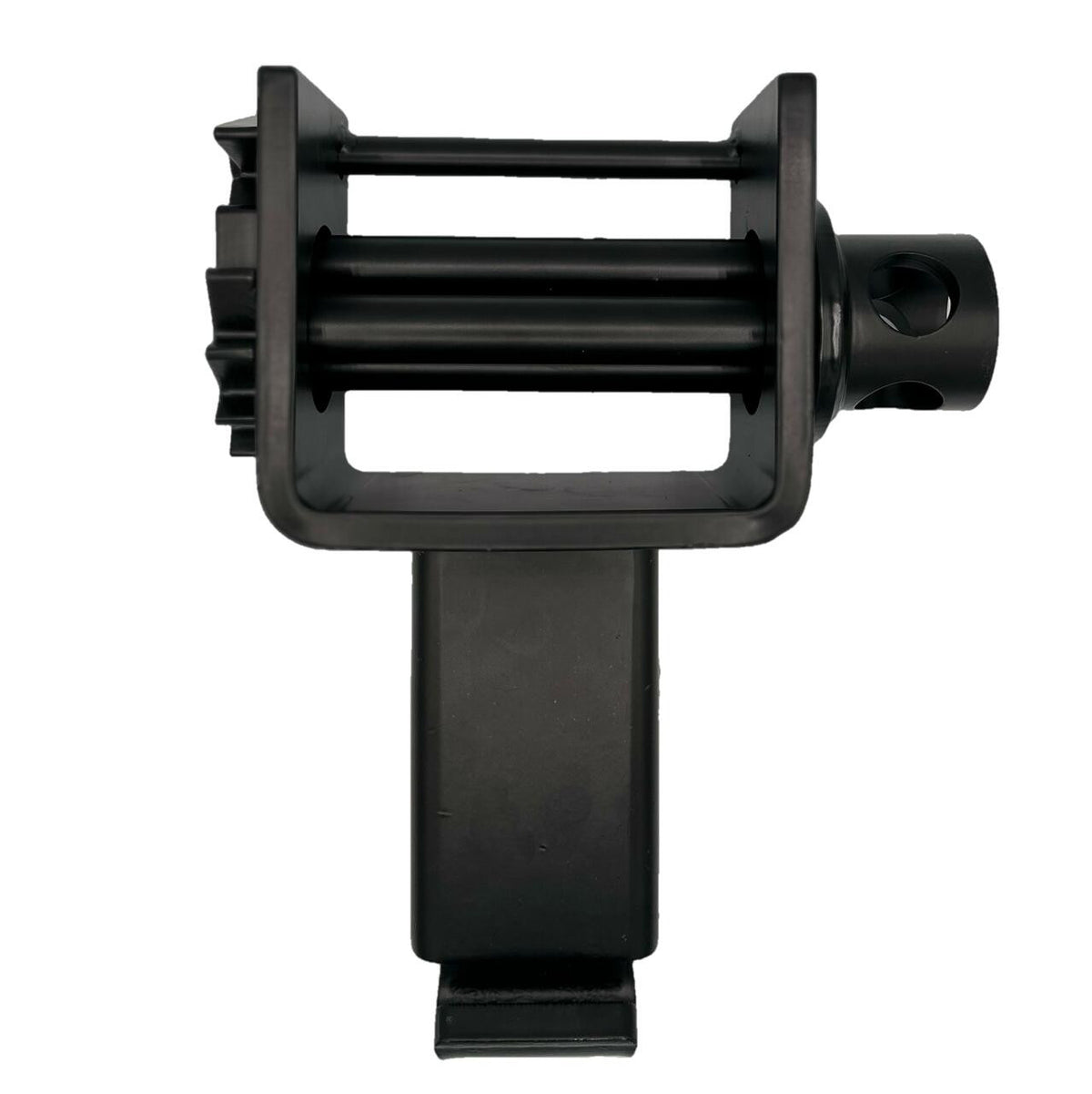 Inward Offset Stake Pocket Winch showing stake pocket mount and spring load hook for Kinedyne, used for flatbed trailer cargo securement