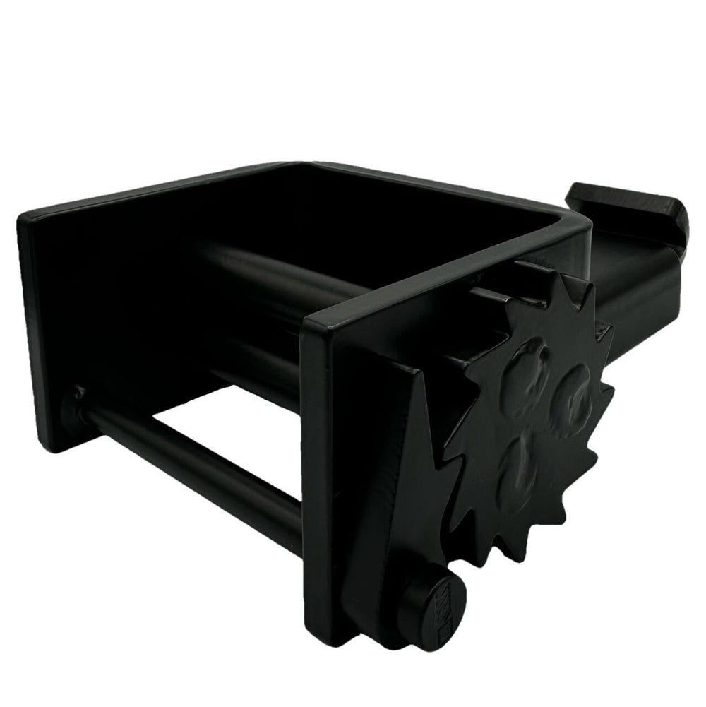 Inward Offset Stake Pocket Winch showing stake pocket mount and spring load hook for Kinedyne, used for flatbed trailer cargo securement