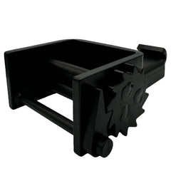 Inward Offset Stake Pocket Winch showing stake pocket mount and spring load hook for Kinedyne, used for flatbed trailer cargo securement