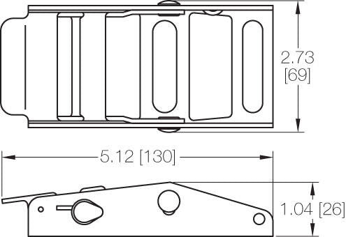 Kinedyne 2" Overcenter Buckle - 905 heat-treated carbon steel tensioning buckle by Kinedyne used for cargo securement