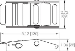 Kinedyne 2" Overcenter Buckle - 905 heat-treated carbon steel tensioning buckle by Kinedyne used for cargo securement