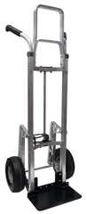 Double Grip Curved Back Hand Truck with Sliding Keg Hook and Pneumatic Wheels